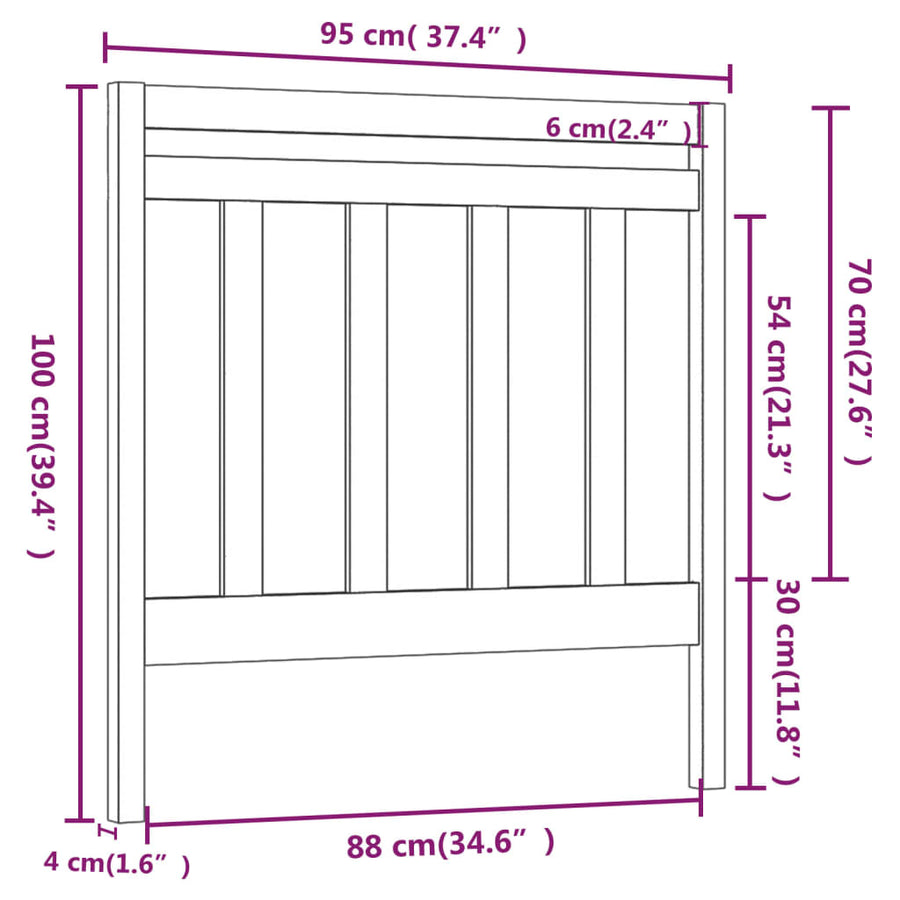 Hoofdbord 95X4X00 Cm Massief Grenenhout 95 x 100 cm Naturel