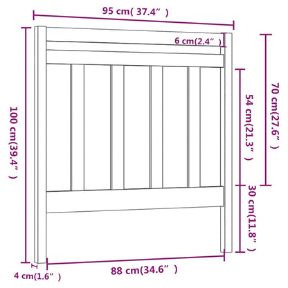 Hoofdbord 95X4X00 Cm Massief Grenenhout 95 x 100 cm Wit