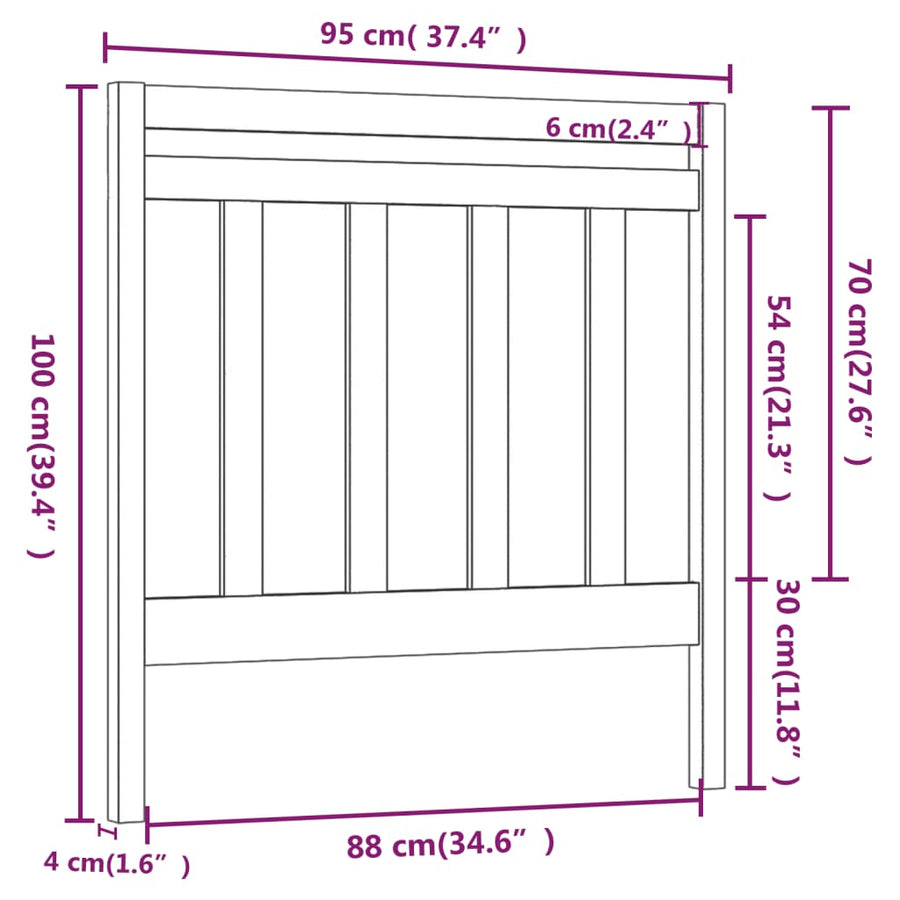 Hoofdbord 95X4X00 Cm Massief Grenenhout 95 x 100 cm Wit