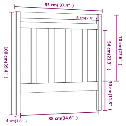 Hoofdbord 95X4X00 Cm Massief Grenenhout 95 x 100 cm Grijs