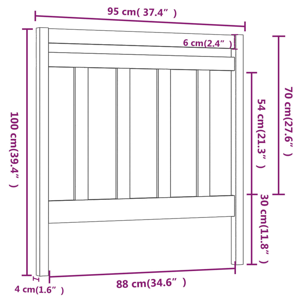 Hoofdbord 95X4X00 Cm Massief Grenenhout 95 x 100 cm Honingbruin