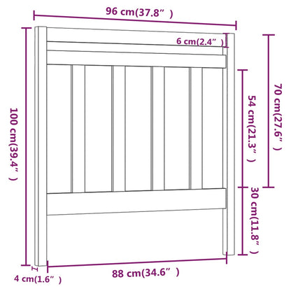 Hoofdbord 95X4X00 Cm Massief Grenenhout 95 x 100 cm Zwart