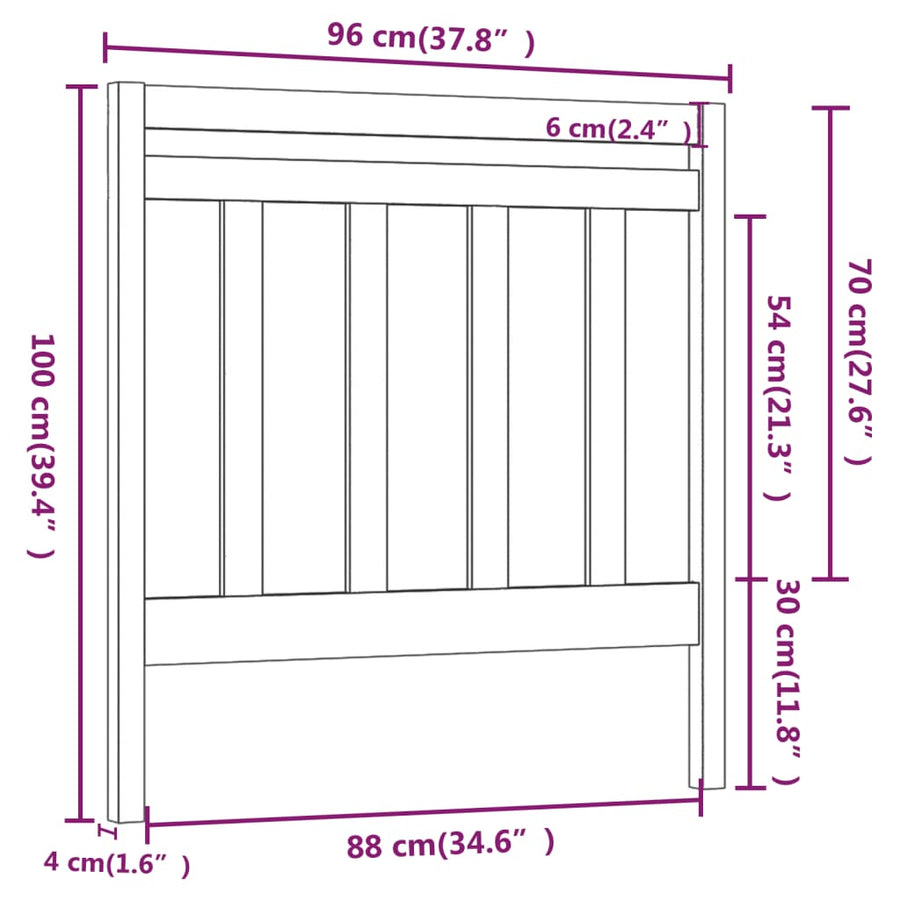 Hoofdbord 95X4X00 Cm Massief Grenenhout 95 x 100 cm Zwart