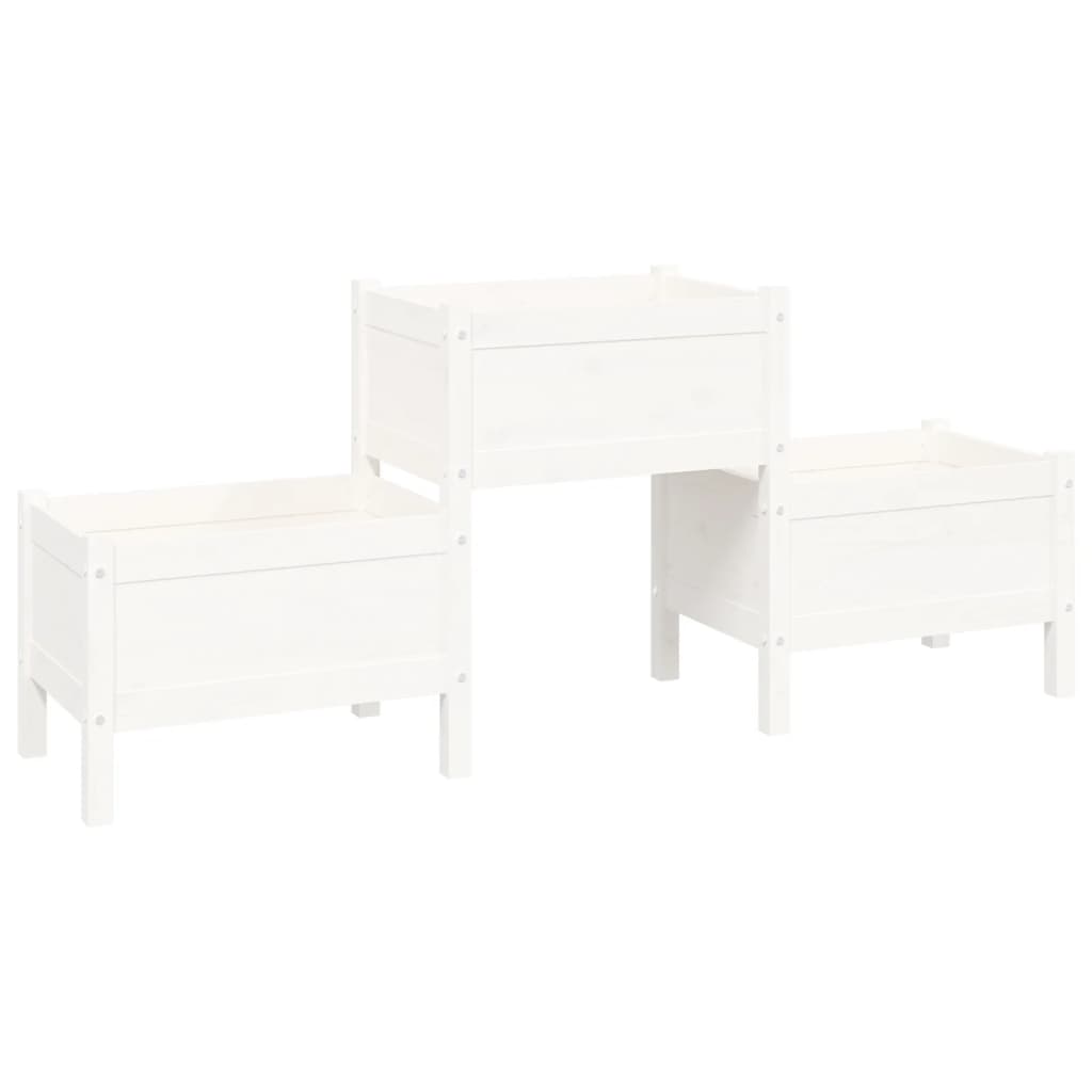 Plantenbak 178,5X44X75 Cm Massief Grenenhout Wit
