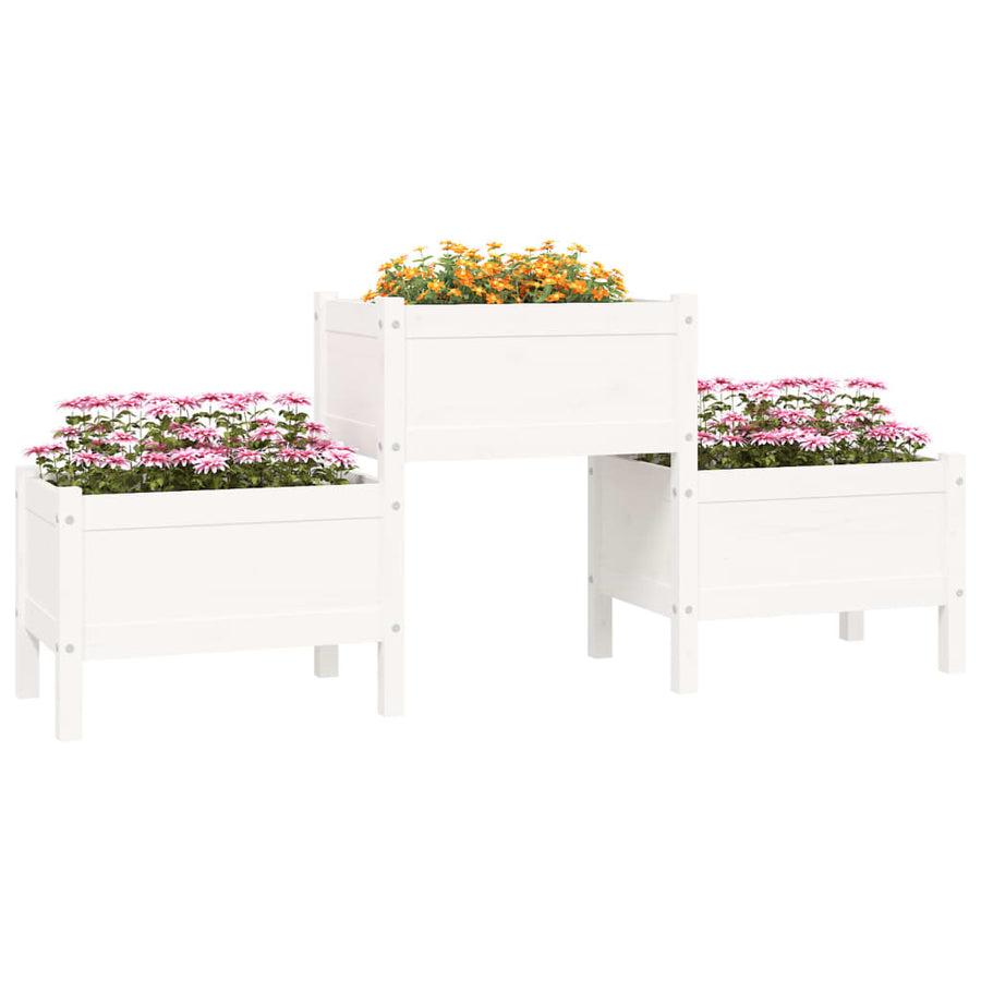 Plantenbak 178,5X44X75 Cm Massief Grenenhout Wit