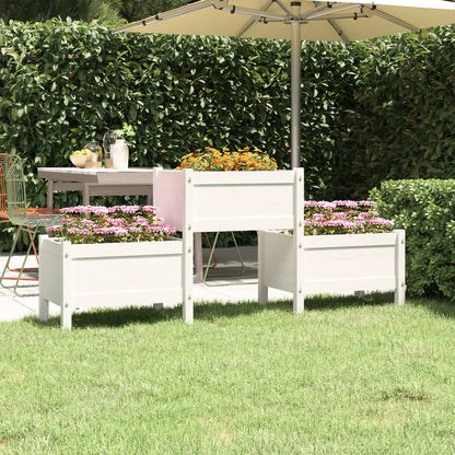 Plantenbak 178,5X44X75 Cm Massief Grenenhout Wit