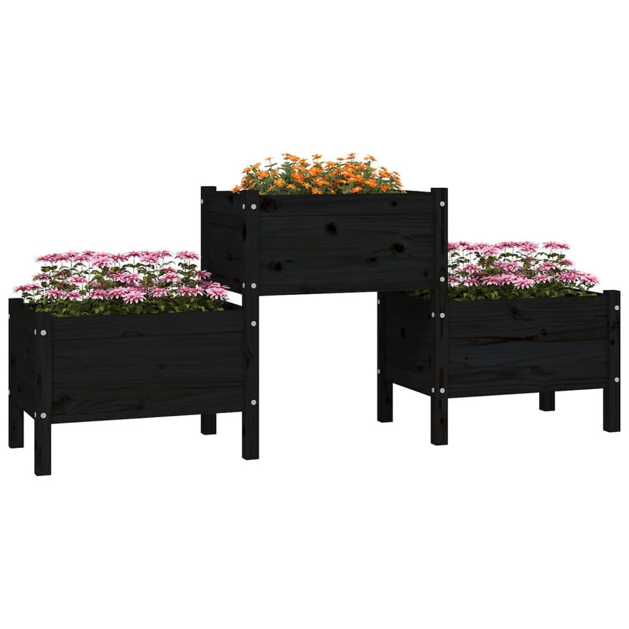 Plantenbak 178,5X44X75 Cm Massief Grenenhout Zwart