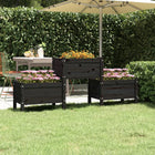 Planter 178.5x44x75 cm solid pine black