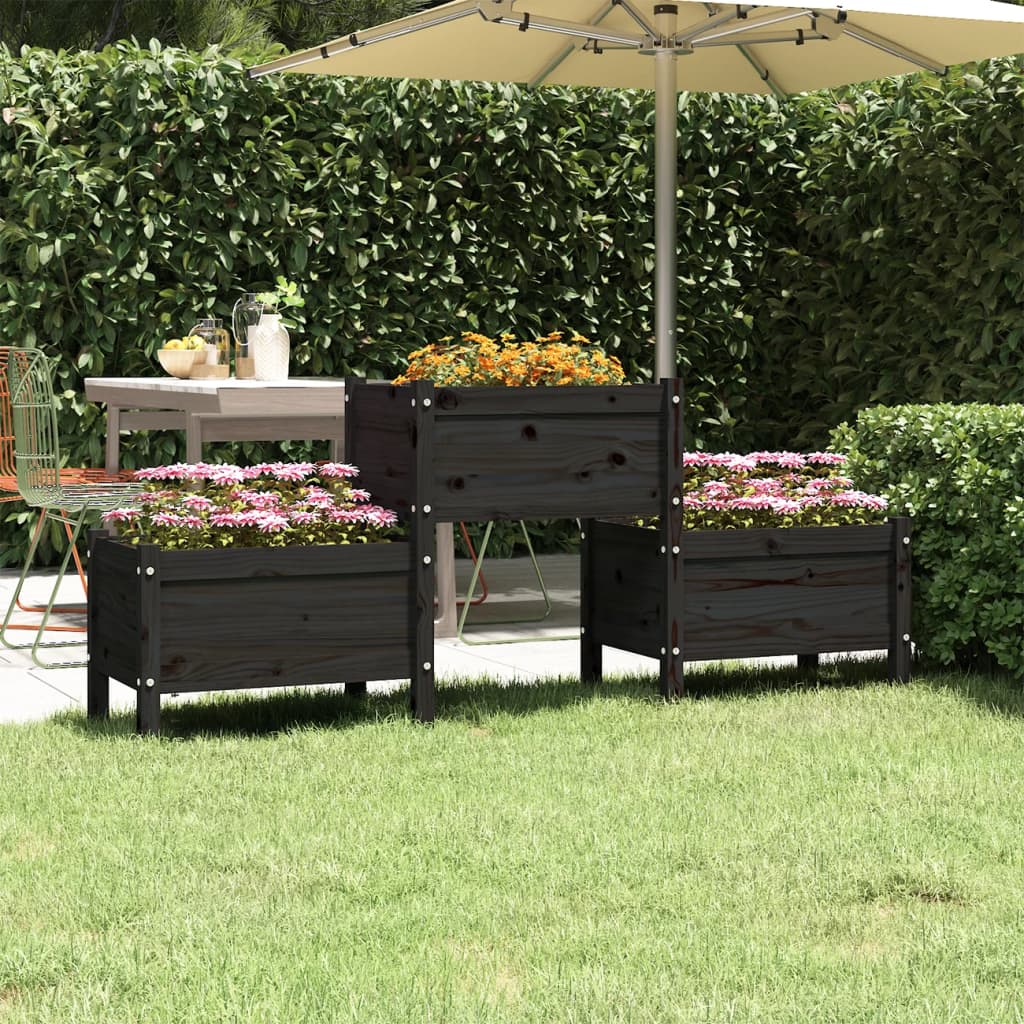 Plantenbak 178,5X44X75 Cm Massief Grenenhout Zwart