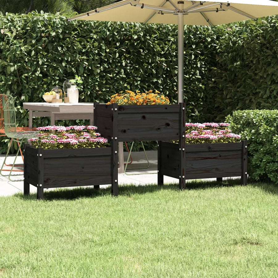 Plantenbak 178,5X44X75 Cm Massief Grenenhout Zwart