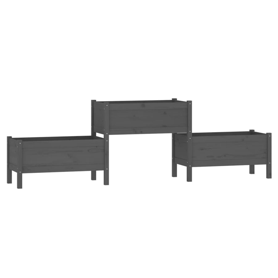 Plantenbak 245,5X44X75 Cm Massief Grenenhout Grijs