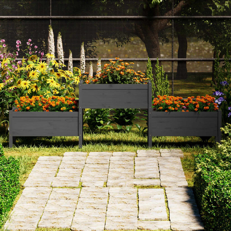 Plantenbak 245,5X44X75 Cm Massief Grenenhout Grijs