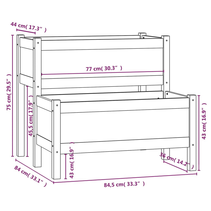 Plantenbak 84,5X84X75 Cm Massief Grenenhout Wit