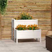 Plantenbak massief grenenhout 84,5x84x75 cm wit