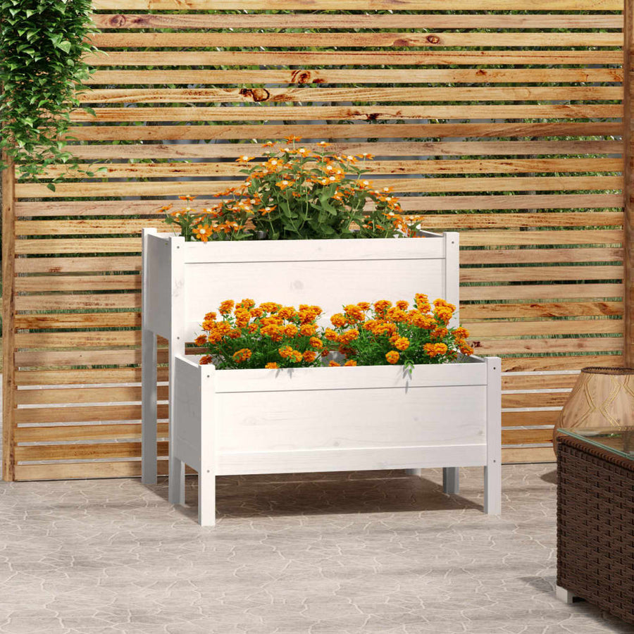 Plantenbak 84,5X84X75 Cm Massief Grenenhout Wit