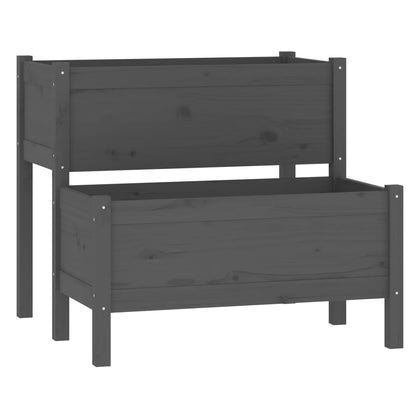 Plantenbak 84,5X84X75 Cm Massief Grenenhout Grijs