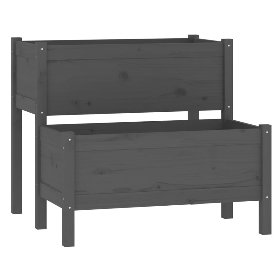 Plantenbak 84,5X84X75 Cm Massief Grenenhout Grijs