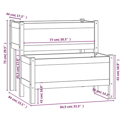 Plantenbak 84,5X84X75 Cm Massief Grenenhout Grijs