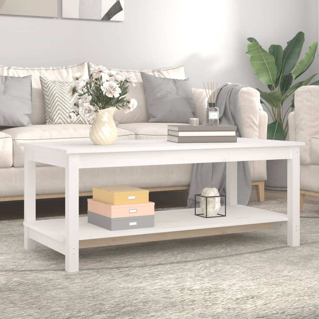 Salontafel 110X55X45 Cm Massief Grenenhout Wit 110 x 55 x 45 cm