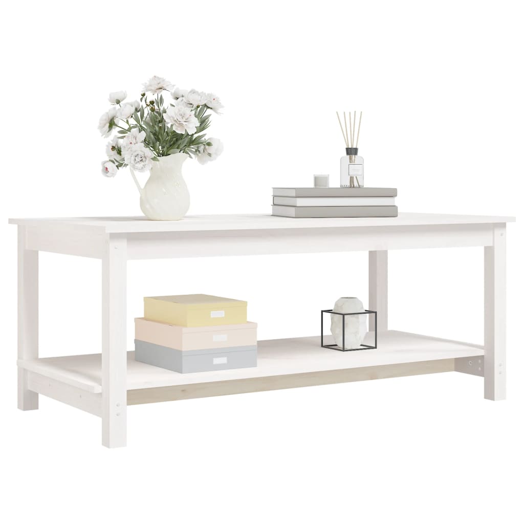 Salontafel 110X55X45 Cm Massief Grenenhout Wit 110 x 55 x 45 cm