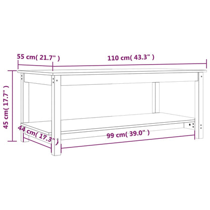 Salontafel 110X55X45 Cm Massief Grenenhout Wit 110 x 55 x 45 cm