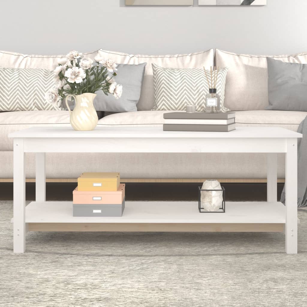 Salontafel 110X55X45 Cm Massief Grenenhout Wit 110 x 55 x 45 cm
