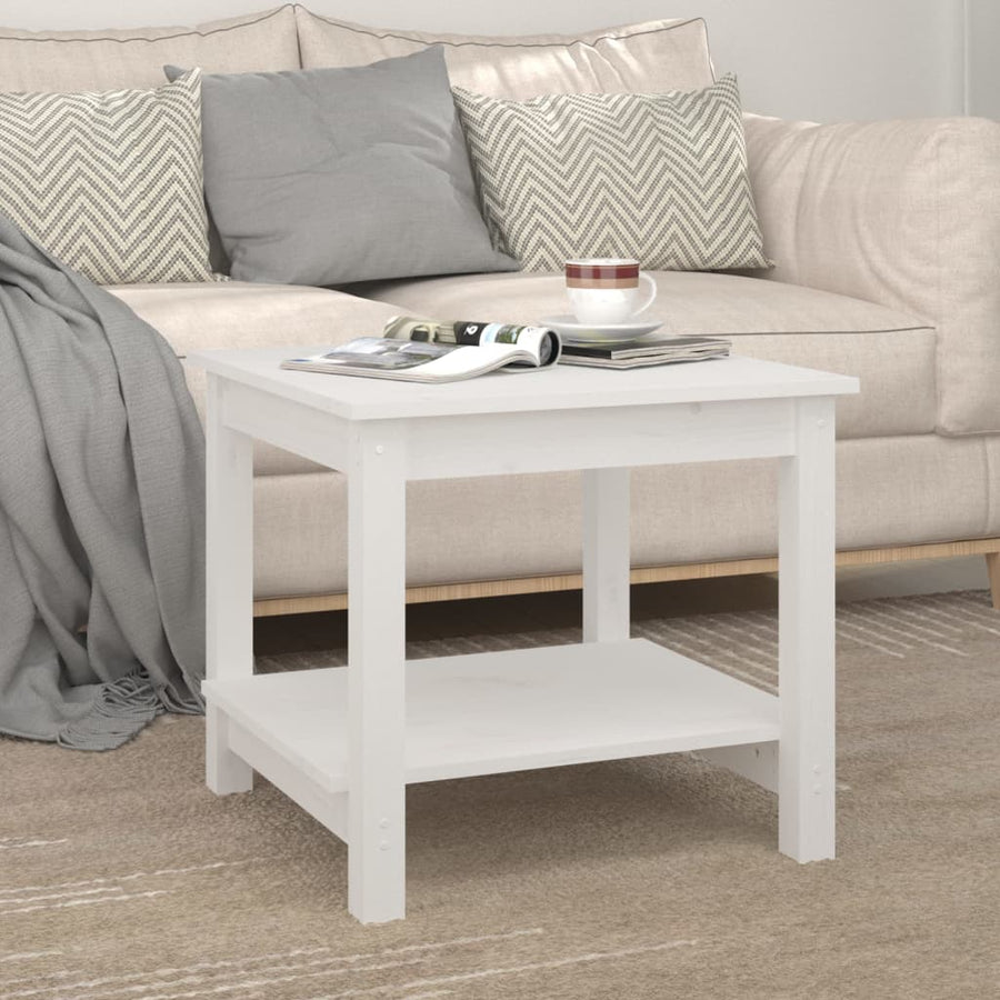 Salontafel 50X50X45 Cm Massief Grenenhout Wit
