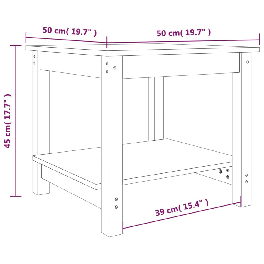 Salontafel 50X50X45 Cm Massief Grenenhout Wit