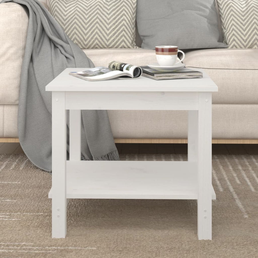 Salontafel 50X50X45 Cm Massief Grenenhout Wit