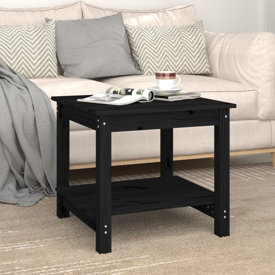 Salontafel 50x50x45 cm massief grenenhout zwart 50 x 50 x 45 cm Zwart