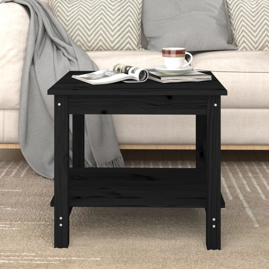 Salontafel 50x50x45 cm massief grenenhout zwart 50 x 50 x 45 cm Zwart