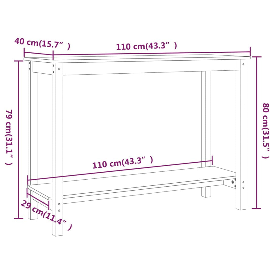 Wandtafel 110X40X80 Cm Massief Grenenhout Wit