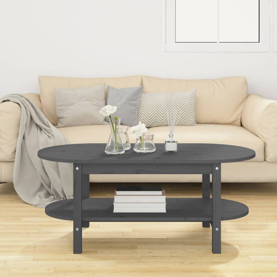 Salontafel Massief Grenenhout 110 x 55 x 45 cm Grijs