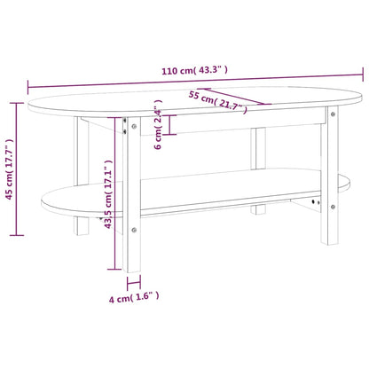 Salontafel Massief Grenenhout 110 x 55 x 45 cm Grijs