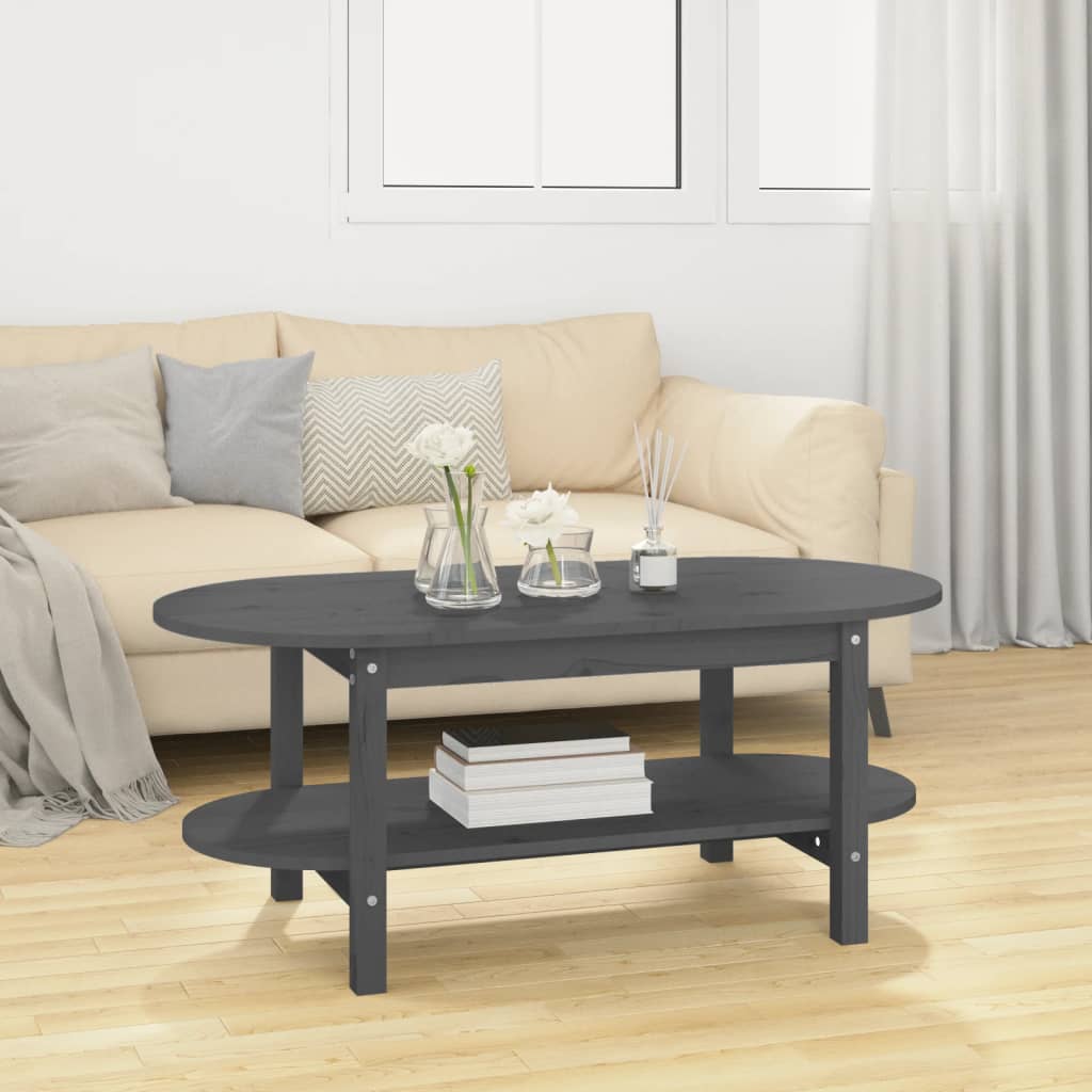 Salontafel Massief Grenenhout 110 x 55 x 45 cm Grijs