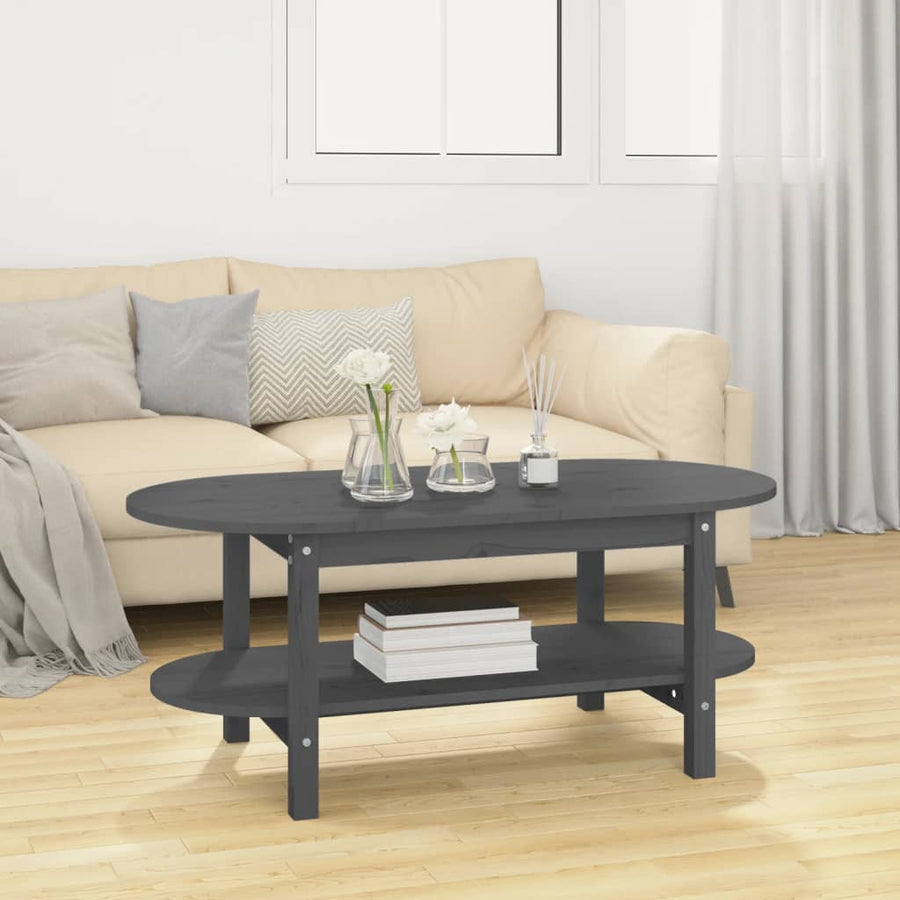 Salontafel Massief Grenenhout 110 x 55 x 45 cm Grijs