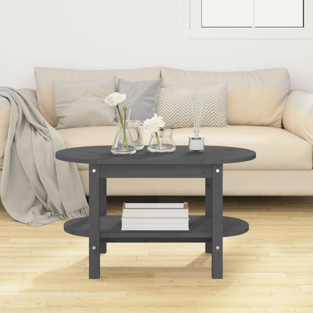Salontafel Massief Grenenhout 80 x 45 x 45 cm Grijs