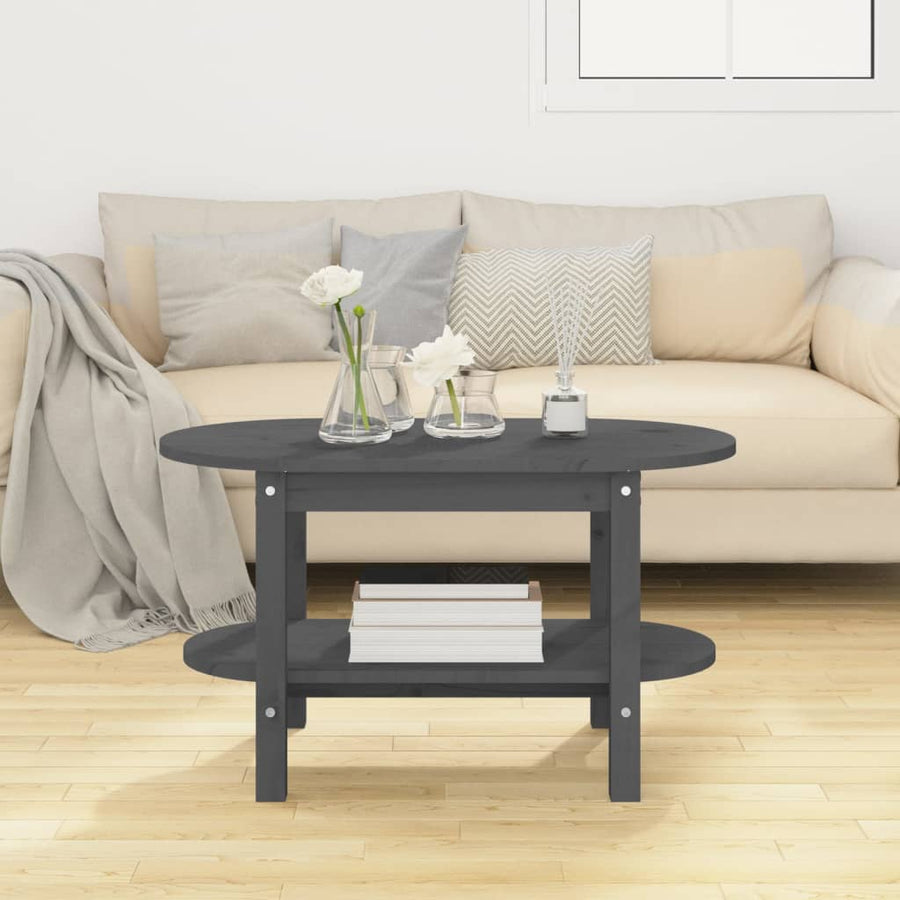 Salontafel Massief Grenenhout 80 x 45 x 45 cm Grijs