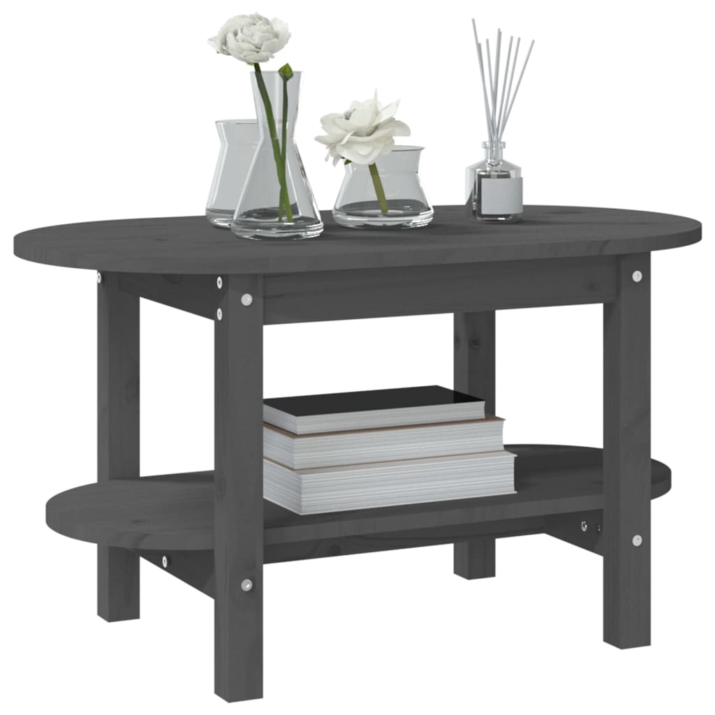 Salontafel Massief Grenenhout 80 x 45 x 45 cm Grijs