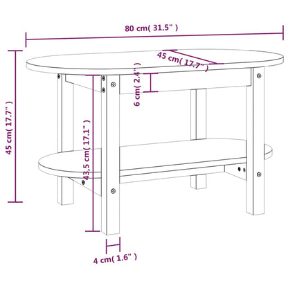 Salontafel Massief Grenenhout 80 x 45 x 45 cm Grijs