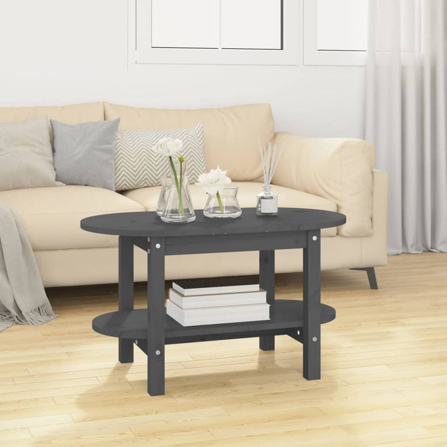 Salontafel Massief Grenenhout 80 x 45 x 45 cm Grijs