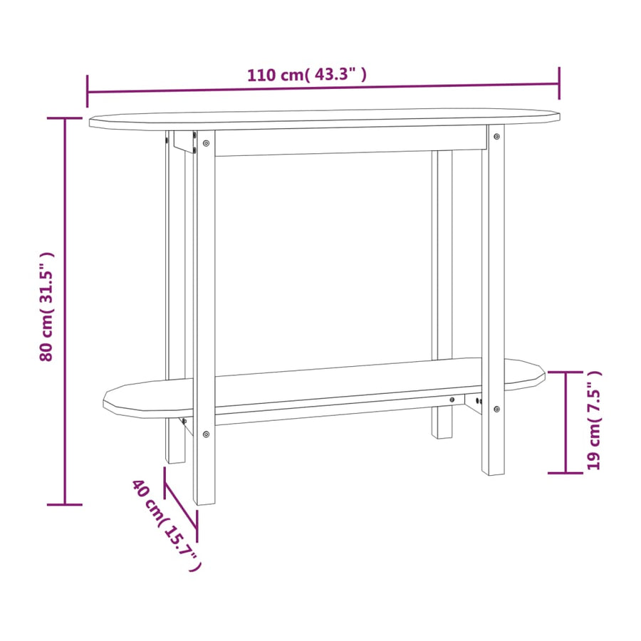 Wandtafel 0X40X80 Cm Massief Grenenhout Grijs