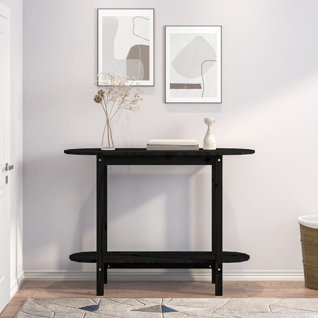 Wandtafel 110X40X80 Cm Massief Grenenhout Zwart