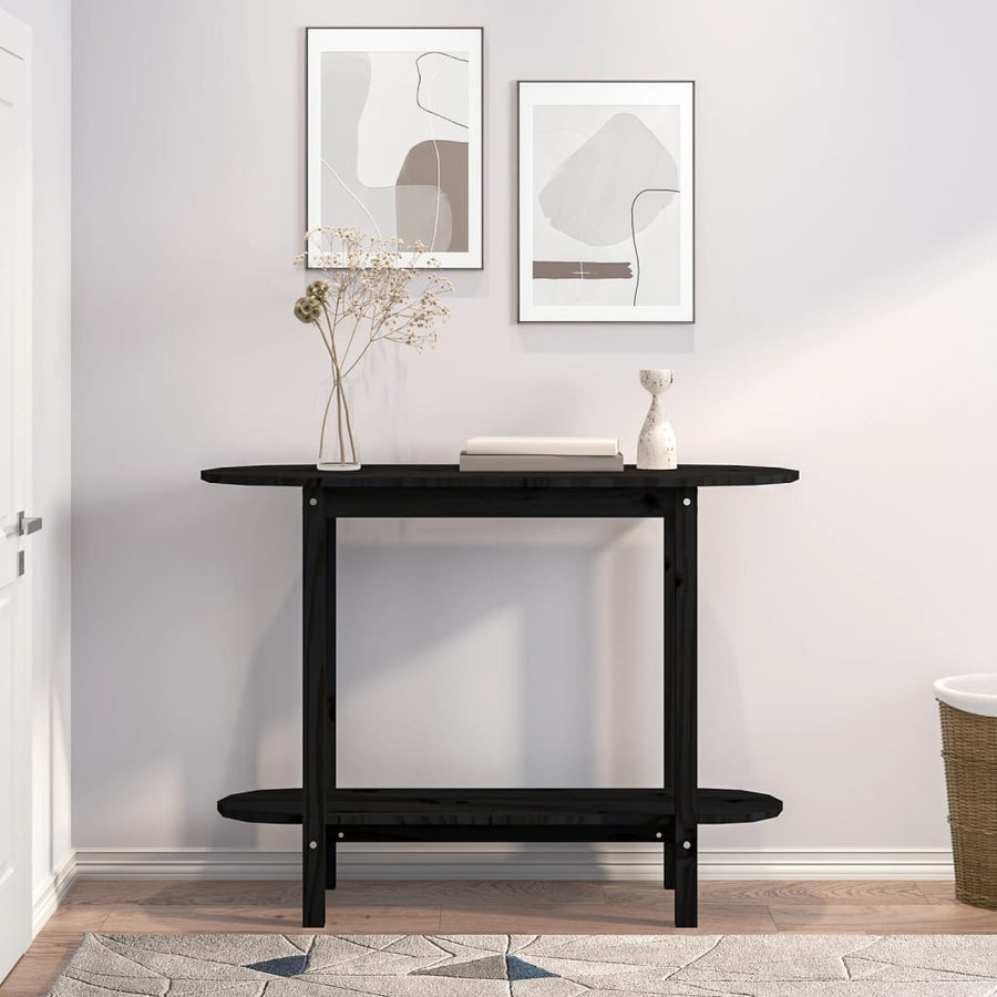 Wandtafel 110X40X80 Cm Massief Grenenhout Zwart