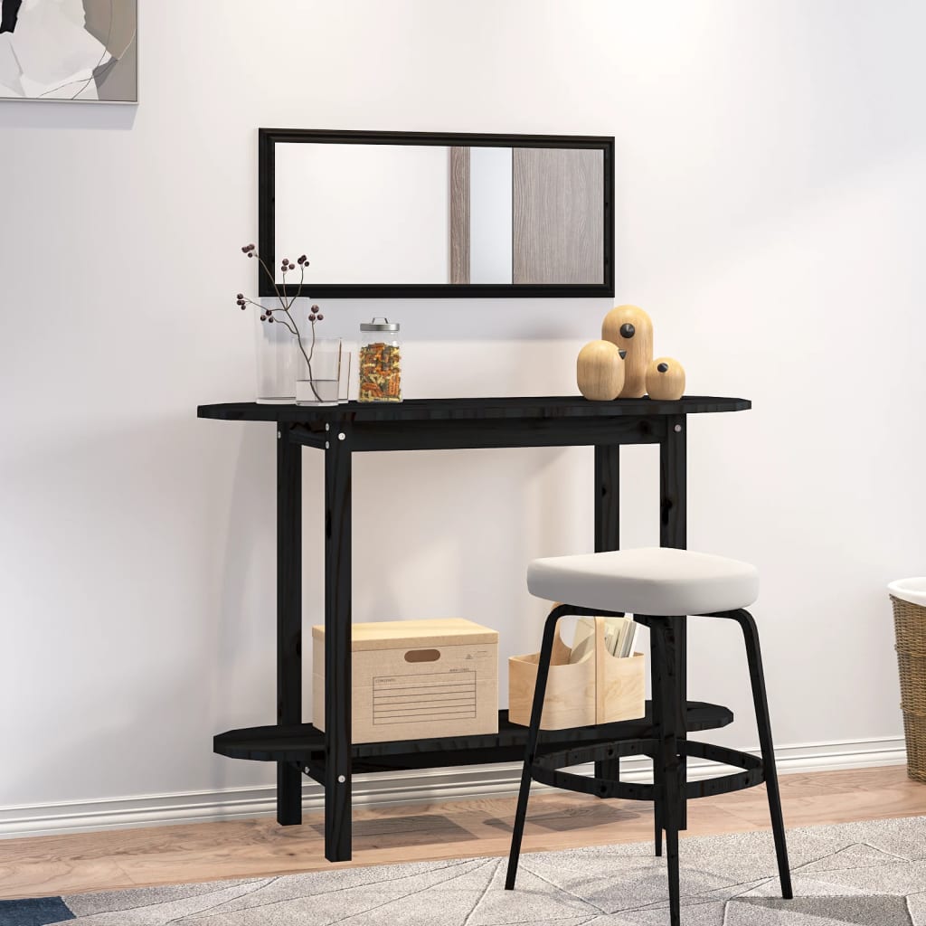 Wandtafel 110X40X80 Cm Massief Grenenhout Zwart