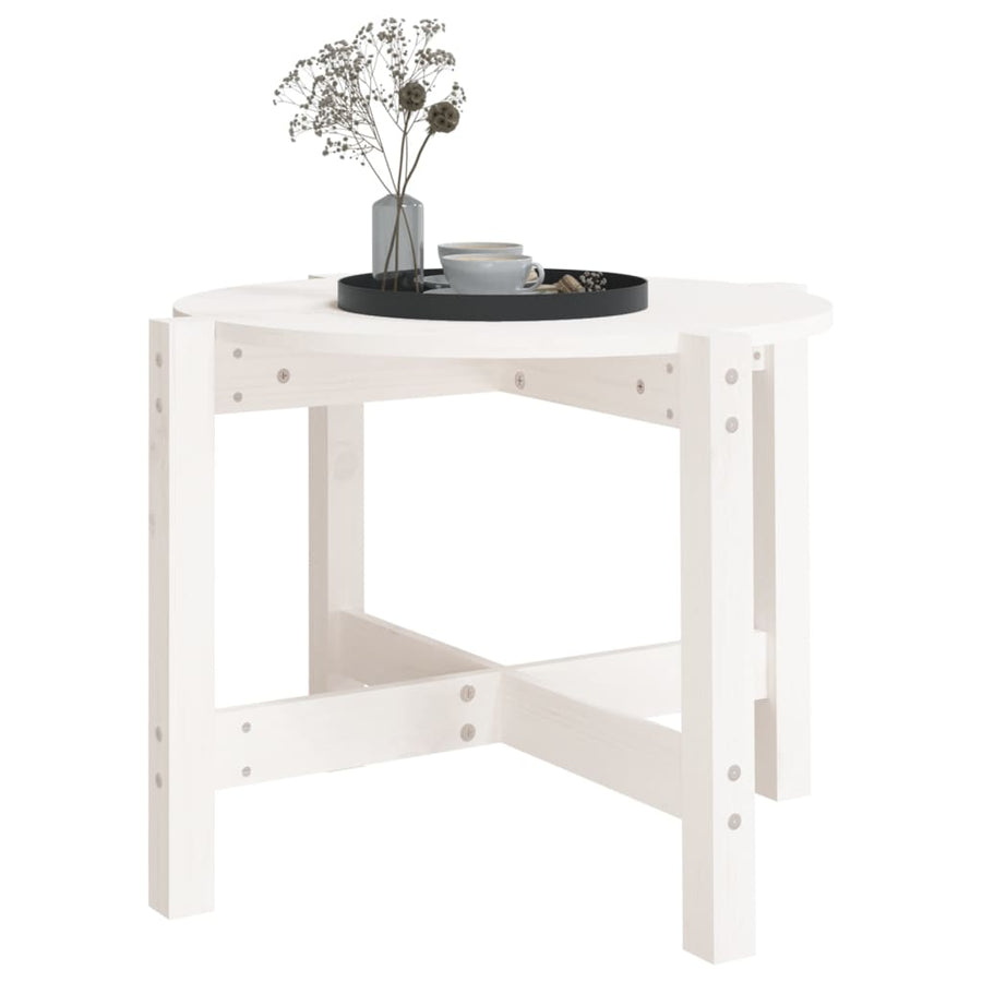 Salontafel Ø62,5X45 Cm Massief Grenenhout Ø 62.5 x 45 cm Wit
