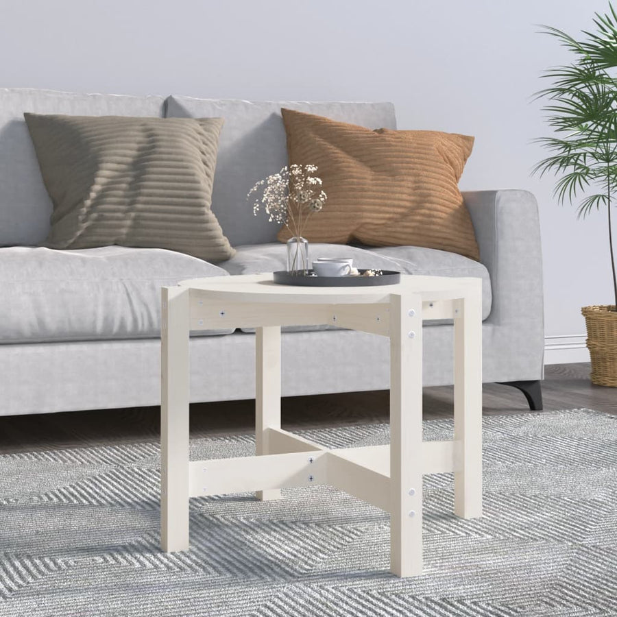 Salontafel Ø62,5X45 Cm Massief Grenenhout Ø 62.5 x 45 cm Wit