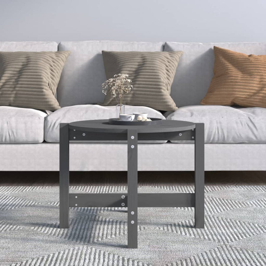 Salontafel Ø 62,5X45 Cm Massief Grenenhout Ø 62.5 x 45 cm Grijs