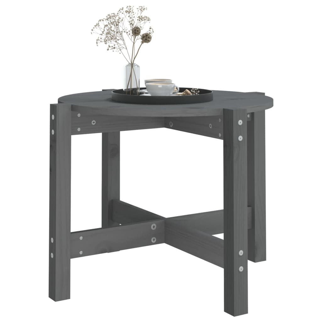 Salontafel Ø 62,5X45 Cm Massief Grenenhout Ø 62.5 x 45 cm Grijs