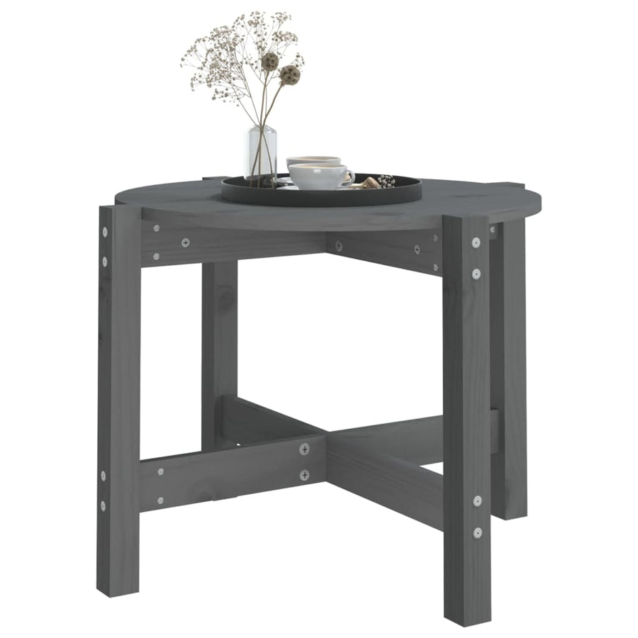 Salontafel Ø 62,5X45 Cm Massief Grenenhout Ø 62.5 x 45 cm Grijs
